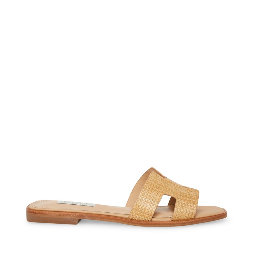 Sandalias de Diapositivas Steve Madden Hadyn Raffia Mujer Beige | ES DPE602